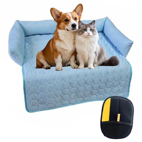Generisch Pelzbarn KüHlendes Sofabett, KüHlendes Hundebet, Hund KüHlmatte, Maschinenwaschbar (Blue,90 * 90cm) von Generisch