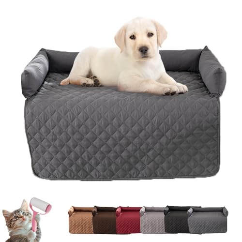 Generisch Pelzbarn Kühlendes Sofabett, Pelzbarn Kühlendes Hundebett, Wasserdichter Couchbezug, Waschbar, rutschfeste Unterseite, Hundecouchbett für Sofa, Auto (Dunkelgrau, XL: 90 * 120cm) von Generisch