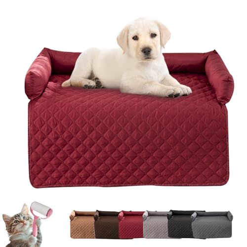 Generisch Pelzbarn Kühlendes Sofabett, Pelzbarn Kühlendes Hundebett, Wasserdichter Couchbezug, Waschbar, rutschfeste Unterseite, Hundecouchbett für Sofa, Auto (Rot, XL: 90 * 120cm) von Generisch