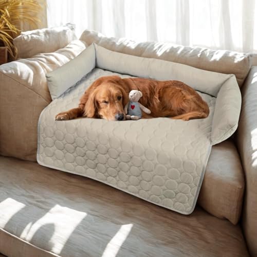 Generisch Pelzbarn Kühlendes Sofabett, Pelzbarn Kühlendes Hundebett - Heat Relief Cooling with Ice Silk, Machine Washable Dog Bed, Summer Comfort Mat for Small to Large Pets (Beige (90 * 90cm)) von Generisch