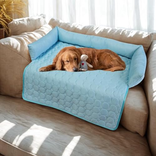 Generisch Pelzbarn Kühlendes Sofabett, Pelzbarn Kühlendes Hundebett - Heat Relief Cooling with Ice Silk, Machine Washable Dog Bed, Summer Comfort Mat for Small to Large Pets (Blau (90 * 90cm)) von Generisch
