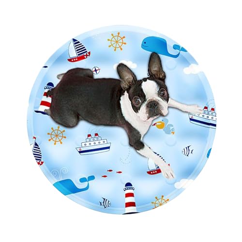 Generisch Pet Cooling Mat Round Cat Bed Portable Sleeping Cushion, Breathable Cool Pad for Kittens Indoor Car Travel Soft Summer Rest Mat for Small Animals Cats Puppies Pets 45x45cm von Generisch