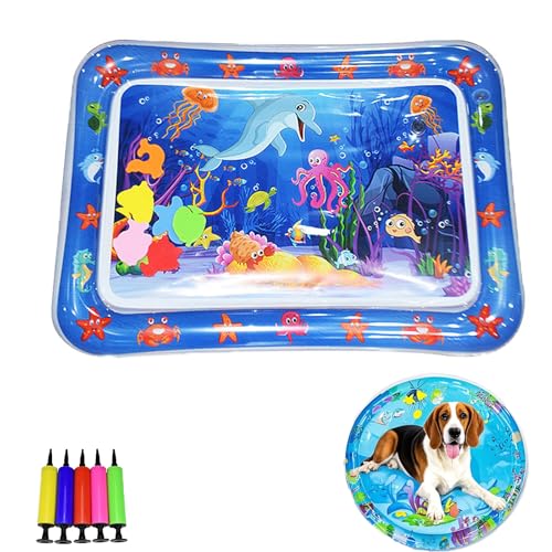 Generisch Pet Water Bed, Thickened Water Sensory Play Mat for Cats Dog, Non-Scratch Design for Self Play Feel Cool Comfort Washable Inflatable Playmat (B,41.3 * 41.3inch) von Generisch
