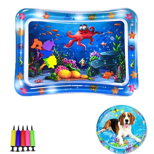 Generisch Pet Water Bed, Thickened Water Sensory Play Mat for Cats Dog, Non-Scratch Design for Self Play Feel Cool Comfort Washable Inflatable Playmat (C,41.3 * 41.3inch) von Generisch