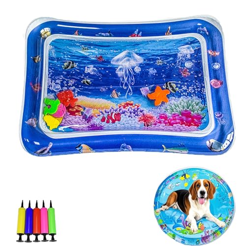 Generisch Pet Water Bed, Thickened Water Sensory Play Mat for Cats Dog, Non-Scratch Design for Self Play Feel Cool Comfort Washable Inflatable Playmat (D,41.3 * 41.3inch) von Generisch