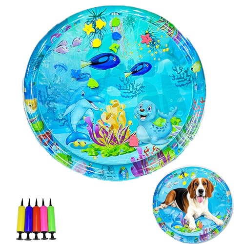Generisch Pet Water Bed, Thickened Water Sensory Play Mat for Cats Dog, Non-Scratch Design for Self Play Feel Cool Comfort Washable Inflatable Playmat (J,41.3 * 41.3inch) von Generisch