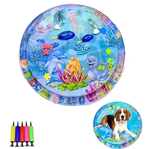 Generisch Pet Water Bed, Thickened Water Sensory Play Mat for Cats Dog, Non-Scratch Design for Self Play Feel Cool Comfort Washable Inflatable Playmat (K,41.3 * 41.3inch) von Generisch