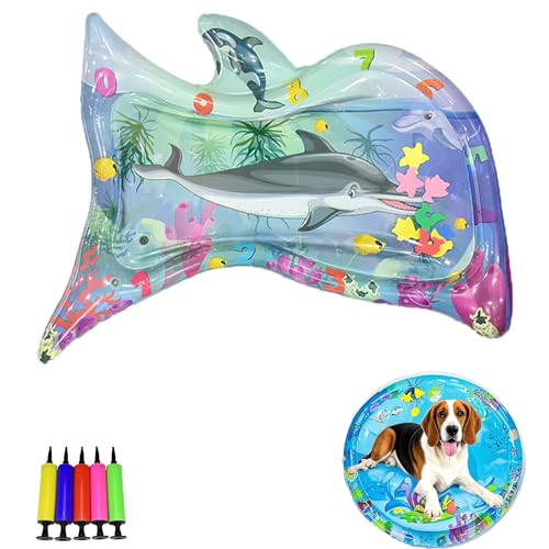 Generisch Pet Water Bed, Thickened Water Sensory Play Mat for Cats Dog, Non-Scratch Design for Self Play Feel Cool Comfort Washable Inflatable Playmat (L,41.3 * 41.3inch) von Generisch