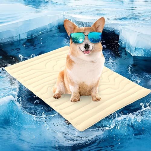 Generisch Pfotenchill Innovative Kühlmatte Für Hunde, Kühlmatte Hund Aus Kühlgewebe Wendbar, Maschinenwaschbar, Selbstkühlende Pads Sicher Und Komfortabel Für Deinen Hund (Khaki, XL) von Generisch