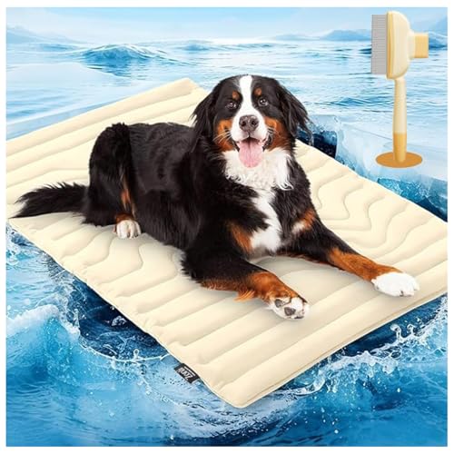 Generisch Pfotenchill Kühlmatte Hund, Pfoten Chill Kühlmatte, Pfotenchill - Die Innovative Kühlmatte für Hunde Selbstkühlende Pads Sicher, Wendbar, Zusammenrollbar, Maschinenwaschbar (Beige, M) von Generisch