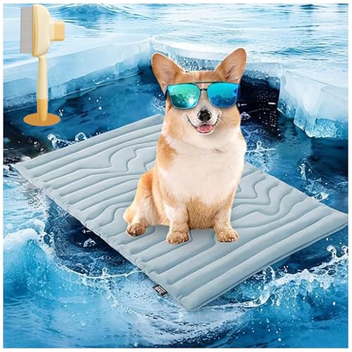 Generisch Pfotenchill Kühlmatte Hund, Pfoten Chill Kühlmatte, Pfotenchill - Die Innovative Kühlmatte für Hunde Selbstkühlende Pads Sicher, Wendbar, Zusammenrollbar, Maschinenwaschbar (Blau, L) von Generisch