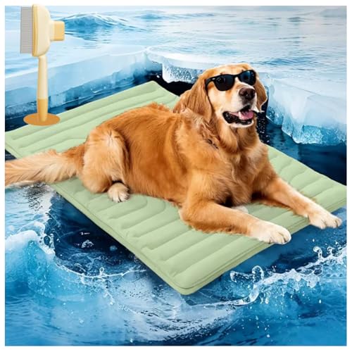 Generisch Pfotenchill Kühlmatte Hund, Pfoten Chill Kühlmatte, Pfotenchill - Die Innovative Kühlmatte für Hunde Selbstkühlende Pads Sicher, Wendbar, Zusammenrollbar, Maschinenwaschbar (Grün, L) von Generisch