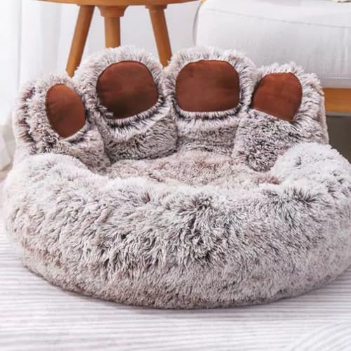 Generisch Plüsch Hundesofa in Pfotenform, Rundes Katzenbett Donut, Kunstfell Wärmendes Haustierbett Für Kleine Und Mittelgroße Hunde Generisch Plüsch Hundesofa in Pfotenform, Rundes Katzenbett Donut, Kunstfell Wärmendes Haustierbett Für Kleine Und Mittelgroße Hunde von Generisch