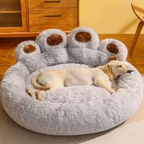 Generisch Plüsch Hundesofa in Pfotenform, Rundes Katzenbett Donut, Kunstfell Wärmendes Haustierbett Für Kleine Und Mittelgroße Hunde Generisch Plüsch Hundesofa in Pfotenform, Rundes Katzenbett Donut, Kunstfell Wärmendes Haustierbett Für Kleine Und Mittelgroße Hunde von Generisch