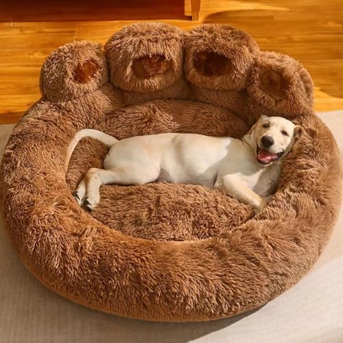 Generisch Plüsch Hundesofa in Pfotenform, Rundes Katzenbett Donut, Kunstfell Wärmendes Haustierbett Für Kleine Und Mittelgroße Hunde Generisch Plüsch Hundesofa in Pfotenform, Rundes Katzenbett Donut, Kunstfell Wärmendes Haustierbett Für Kleine Und Mittelgroße Hunde von Generisch