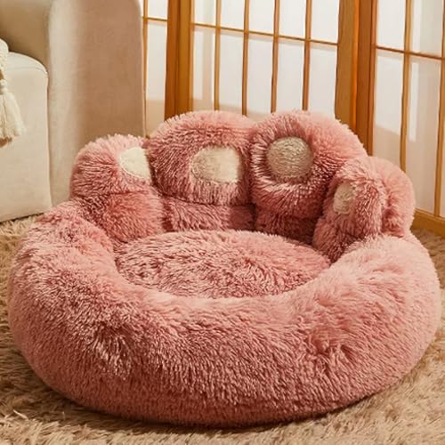 Generisch Plüsch Hundesofa in Pfotenform, Rundes Katzenbett Donut, Kunstfell Wärmendes Haustierbett Für Kleine Und Mittelgroße Hunde Generisch Plüsch Hundesofa in Pfotenform, Rundes Katzenbett Donut, Kunstfell Wärmendes Haustierbett Für Kleine Und Mittelgroße Hunde von Generisch