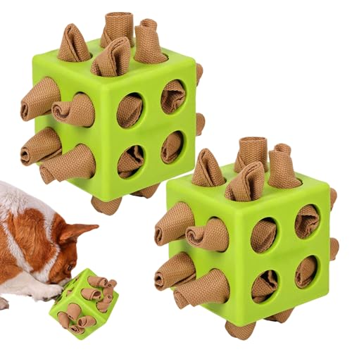 Generisch Schnüffelball für Hunde, Intelligenzspielzeug für Hundes Hundespielzeug Ball, Tragbarer Würfel Spielzeug Hund Schnüffelspielzeug für Kleine Mittelgroße Hundes Haustier (Grün 2Pcs) von Generisch