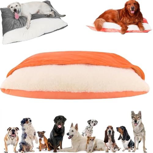 Generisch Snoozie Snuggle Burrow Bed, Washable Dog Bed with Cover Cave, Nest Dog Beds, Removable Indoor Pets Sleeping Bag, for Small Medium Large Size Pet (Orange, XL) von Generisch