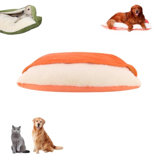 Generisch Snoozie Snuggle Burrow Bed,Nest Dog Beds Removable and Washable,Cozy Portable Cat Bed,Pet Sleeping Bag with Cover Cave,for Small Medium Large Size Pet (orange, X-Large) von Generisch