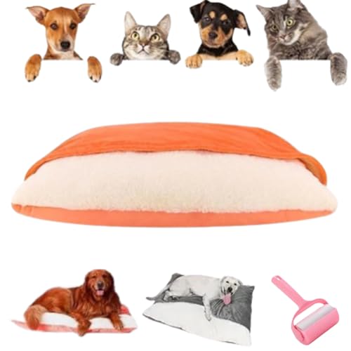 Generisch Snuggle Burrow Bed, Cozy Hooded Pet Bed,Dachshund Bed with Removable Hood for Pets Under 50 lbs (orange, XL) von Generisch