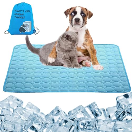 Generisch Tapis Rafraichissant Chat Chien Lapin, Tapis Fraicheur Chat Chien Lapin, Tapis De Refroidissement Pour Chien, Tapis Fraicheur Pour Animaux De Compagnie éTanche Et Facile à Nettoyer (L,Bleu) von Generisch