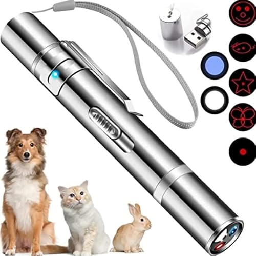 Generisch TechNest Laser LED Pointer für Katzen und Hunde,7-in-1 interaktives Spielzeug mit 5 Mustern, USB wiederaufladbar, Trainings- und Lichtspielzeug für Haustiere, Hund und Kätzchen von Generisch