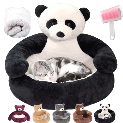 Generisch Teddy Bear Dog Bed mit Armen Niedlicher Bär Umarmung Hundebett Plüsch Sofa für Hunde Katzen waschbares Kuschelbett mit Anti-Rutsch-Boden unter 20lbs (Panda,L: <6 Kg) von Generisch