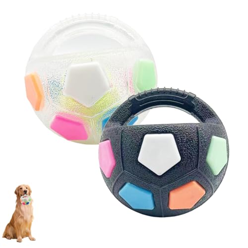 Generisch The Dog Calming Ball, Pet Dog Football Shape Toy, Interactive Toss and Fetch Play, Rubber, Squeaky, for Water Play, Training & Outdoor Game (White+Black B) von Generisch