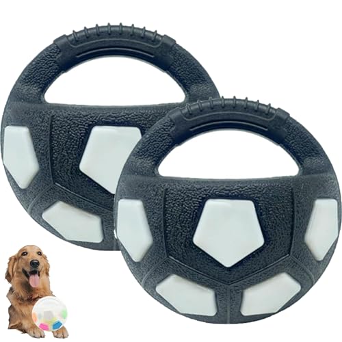 Generisch The Mellow Dog Calming Ball, Interactive Football Shape Dog Toy, Rubber, Easy-Grip Handle, Perfect for Your Pet Dog to Chew, Chase, Enjoy Interactive Play (Black and White,2pcs) von Generisch