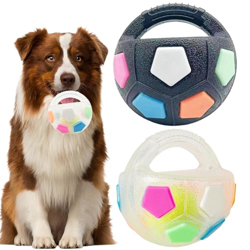 Generisch The Mellow Dog Calming Ball with Handle, Football Shape Interactive Dog Toy, Interactive Toss and Fetch Play for Training, Floating Toss and Fetch Toy for Small Medium Large Dogs(B + White) von Generisch