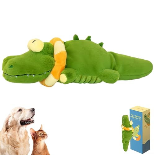 Generisch The Mellow Dog - Calming Crocodile, Beruhigendes Plüsch Hundespielzeug mit Automatischem Schwanzwedeln, Interaktives Kuscheltier für kleine, mittlere & große Hunde (1 Stück) von Generisch
