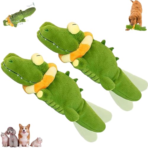 Generisch The Mellow Dog - Calming Crocodile, Interactive Plush Dog Toy with Automatic Tail-Wagging to Keep Them Busy, Soft & Washable for Small, Medium, Large Dogs (2pcs) von Generisch