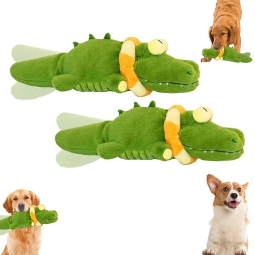 Generisch The Mellow Dog - Calming Crocodile, Plush Dog Toy, Automatic Tail-Wagging, Machine Washable USB Charging, Soft & Washable Cover, for Dogs for Small, Medium & Large Dogs (2Pcs) von Generisch