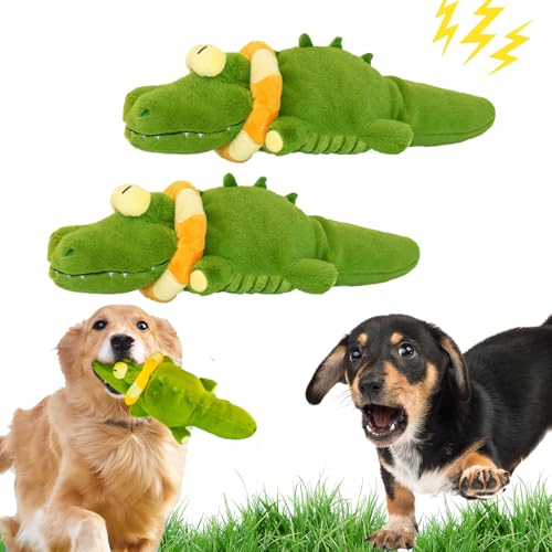 Generisch The Mellow Dog - Calming Crocodile Dog Toy, Automatic Tail-Wagging Dogs Toy to Keep Them Busy, Machine Washable, Interactive Emotional Support Plush, for Dogs (2Pcs) von Generisch