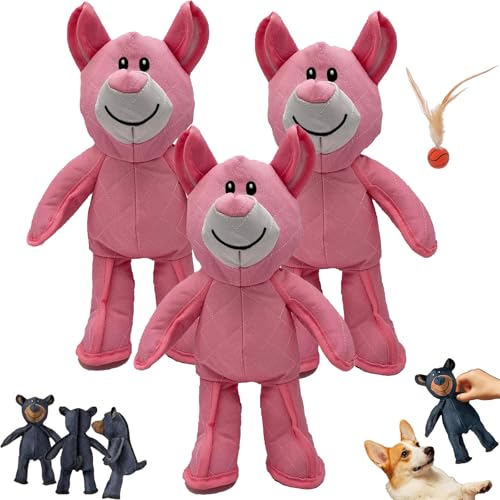 Generisch Unbreakable Dog Toys, Unbreak Bear Dog Toy, Unbreak-Bear for Heavy Chewers, Heavy Duty Chewer Large Breed, Indestructible Dogs Toys for Large Dogs (Pink 3pcs) von Generisch