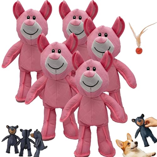 Generisch Unbreakable Dog Toys, Unbreak Bear Dog Toy, Unbreak-Bear for Heavy Chewers, Heavy Duty Chewer Large Breed, Indestructible Dogs Toys for Large Dogs (Pink 5pcs) von Generisch