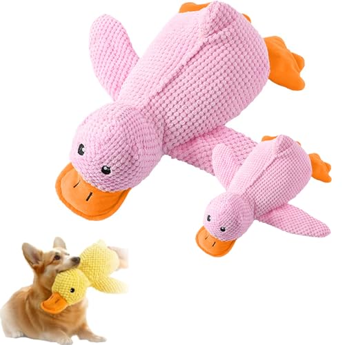 Generisch Vivahine Calming Duck Toy, Yellow Best Friends Dog Toy, 2025 New Calming Duck ‌Plaything Chew for Dogs Indoor Puppy(Pink,Large+small) von Generisch