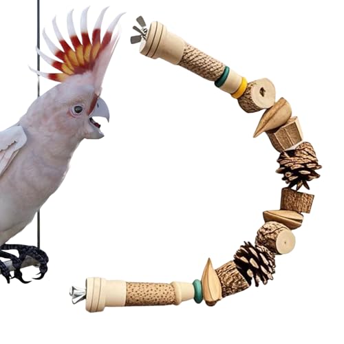 Generisch Vogelspielzeug Für Sittiche - Ananas-Nuss Nagetoy für Vögel - Natürliche Käfigaccessoires aus Holz mit Kiefernzapfen und Schnur als für Papageien, Nymphensittiche, Unzertrennliche & Aras von Generisch