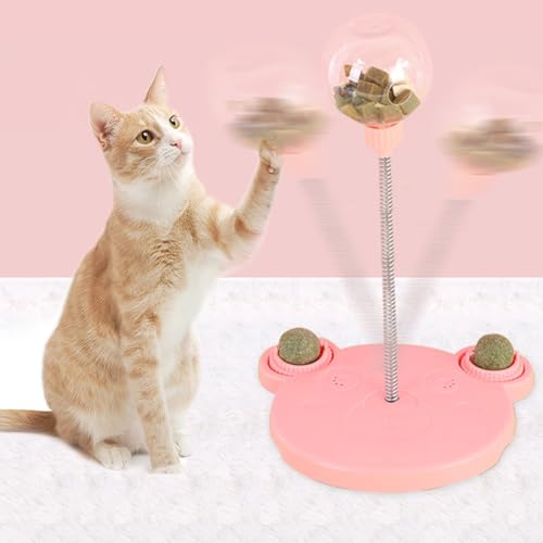 Generisch Wackelndes Hunde Leckerli Spielzeug,Futterball für Katze,Intelligenzspielzeug für Katzen,Snackball für Welpe, Leckerli Ball für Haustiere (rosa) von Generisch