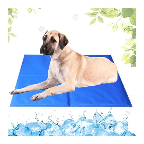 Generisch Waschbar Kühlkissen für Haustiere,Kühlmatte Hunde mit Ungiftiges Gel,Selbstkühlende Hundematte Kratzfeste,Langlebige Hund Kältematte,Perfekt für heißen Sommer (Blau,80X95cm) von Generisch