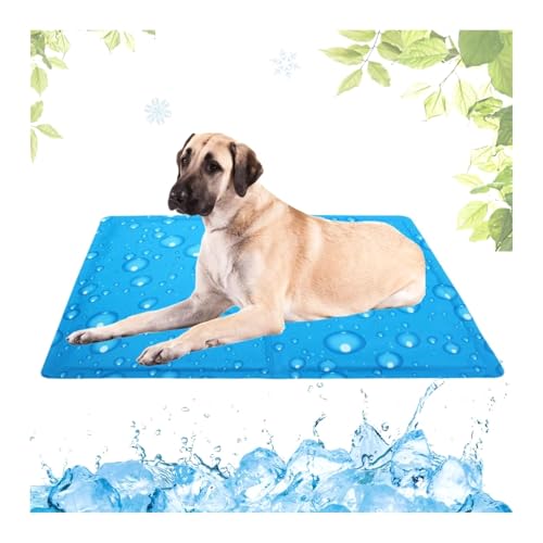 Generisch Waschbar Kühlkissen für Haustiere,Kühlmatte Hunde mit Ungiftiges Gel,Selbstkühlende Hundematte Kratzfeste,Langlebige Hund Kältematte,Perfekt für heißen Sommer (Wassertropfen,80X95cm) von Generisch