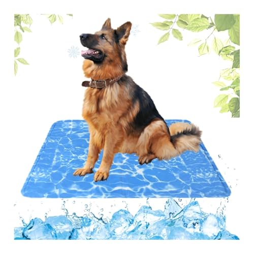 Generisch Waschbar Kühlkissen für Haustiere,Kühlmatte Hunde mit Ungiftiges Gel,Selbstkühlende Hundematte Kratzfeste,Langlebige Hund Kältematte,Perfekt für heißen Sommer (Wasserwellen,80X95cm) von Generisch