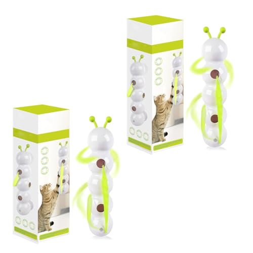 Generisch Whirlie Cat Toy, Happy Luna Cat Toy, smart Motion Cats Toys with Worm Design, Caterpillar Smart Cats Toys, Interactive Kitity Toy for Indoor Wall, Door and Window Installation (2 PCS) von Generisch