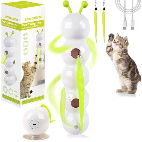 Generisch Whirlie Cat Toy, Whirlie Smart Motion Cat Toy with Worm Design, Wall-Mounted Cats Toy with Suction Cup, for Hunting, Jumping, and Interactive Play, Door and Window Installation (1pcs) von Generisch