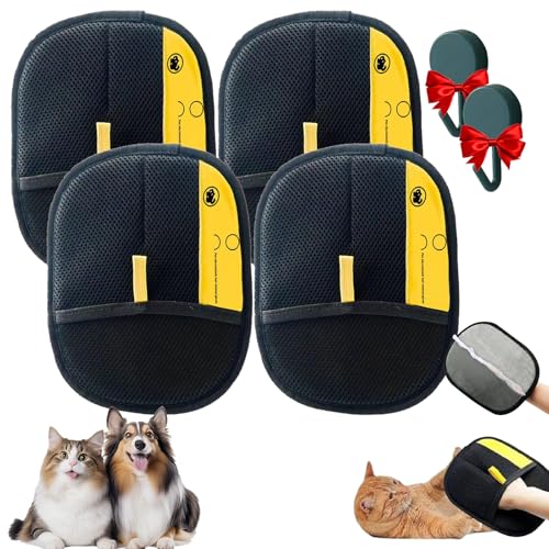 Generisch Yomi Pet Haustierhaar-Entferner Handschuh, Doppelseitige Elektrostatische Handschuhe zur Tierhaarentferner für Hunde & Katzen, zum Bürsten, Baden & Möbelreinigen (4pcs) von Generisch