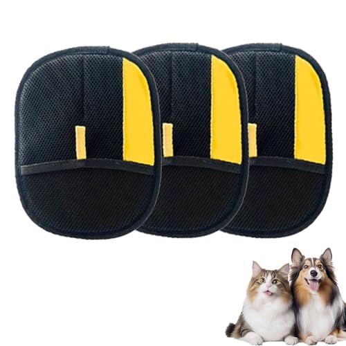 Generisch Zoomie Glove Tierhaarentferner-Handschuhe Doppelseitiger Fellpflegehandschuh für Möbel, Sofas, Teppiche und Kleidung Doppelseitige Fellpflegehandschuhe für Haustiere (3pcs, klein) von Generisch