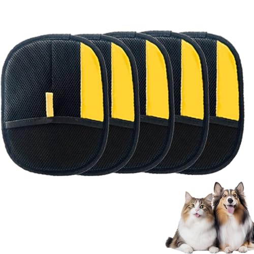 Generisch Zoomie Glove Tierhaarentferner-Handschuhe Doppelseitiger Fellpflegehandschuh für Möbel, Sofas, Teppiche und Kleidung Doppelseitige Fellpflegehandschuhe für Haustiere (5pcs, groß) von Generisch