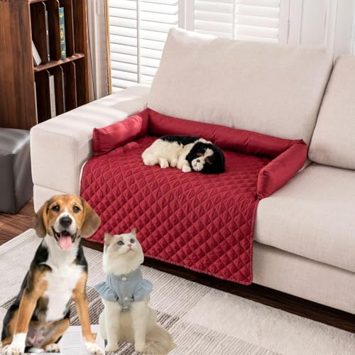 Generisch pelzbarn kühlendes sofabett, pelzbarn kühlmatte, Cooling Sofa Bed, Fur Barn Cooling Dog Bed for Sofa, Floor, Car, Non-Slip Underside (Red,90 * 120cm) von Generisch