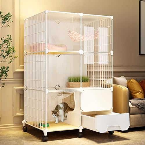 Geräumiges Katzengehege mit integrierter Katzentoilette, strapazierfähiger Laufstall für mehrere Katzen, abnehmbarer Drahtzwinger für einfache Reinigung und Transport Geräumiges Katzengehege mit integrierter Katzentoilette, strapazierfähiger Laufstall für mehrere Katzen, abnehmbarer Drahtzwinger für einfache Reinigung und Transport von Generisch