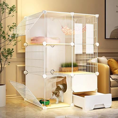 Geräumiges Katzengehege mit integrierter Katzentoilette, strapazierfähiger Laufstall für mehrere Katzen, abnehmbarer Drahtzwinger für einfache Reinigung und Transport von Generisch